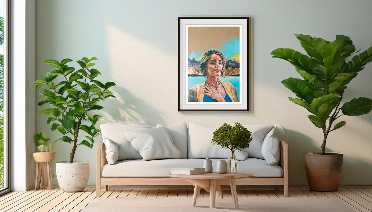 Oeuvre originale peinture a l'huile Compassion 0 Poster Mockup mise en scène