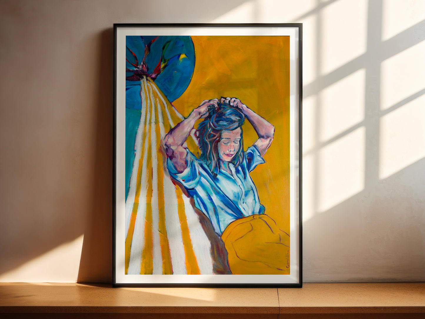 tirage d'art de Je suis sur un mur blanc avec ombre de fenêtre