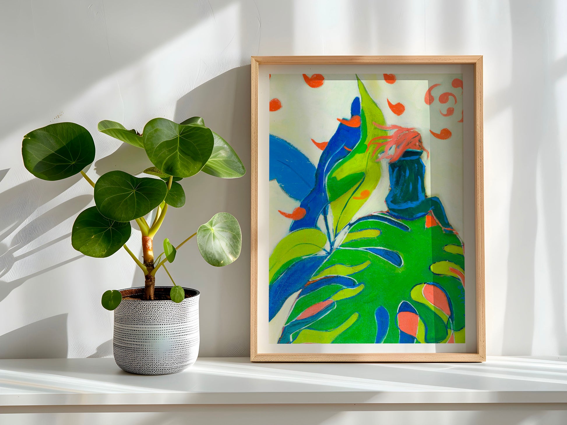 tirage d'art de  Je tourbillonne mur blanc et ombres