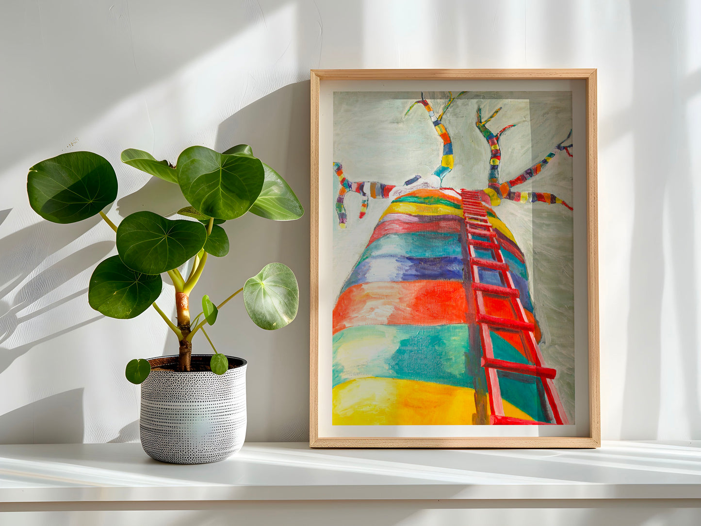 tirage d'art de L ascension mur blanc et ombres