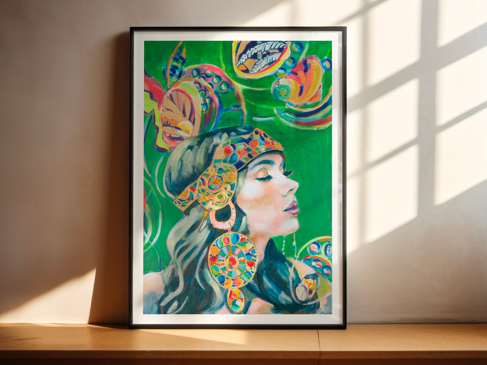 tirage d'art de  La premiere fois sur un mur blanc avec ombre de fenêtre