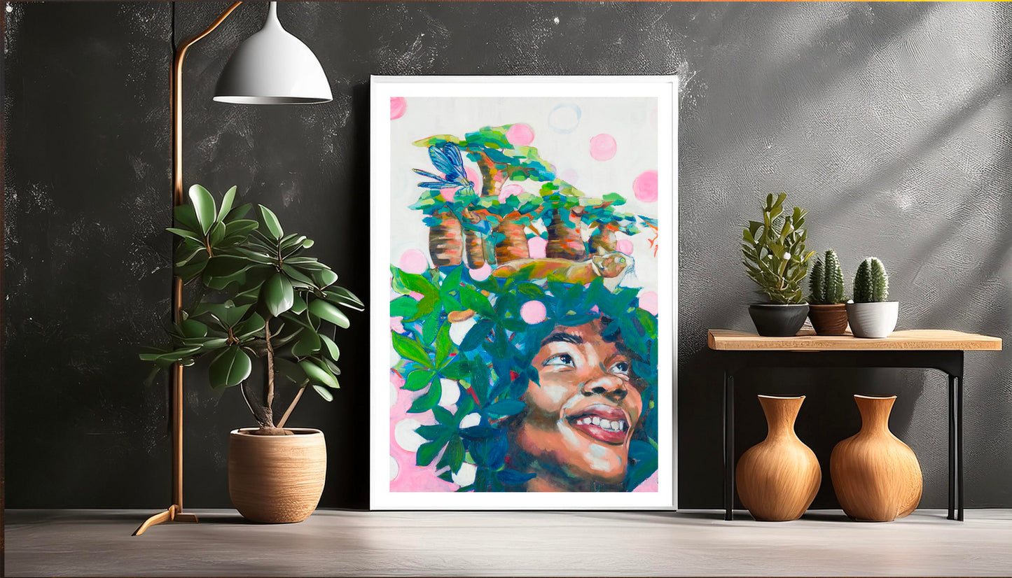 tirage d'art de La vie en rose fond brun avec stylos