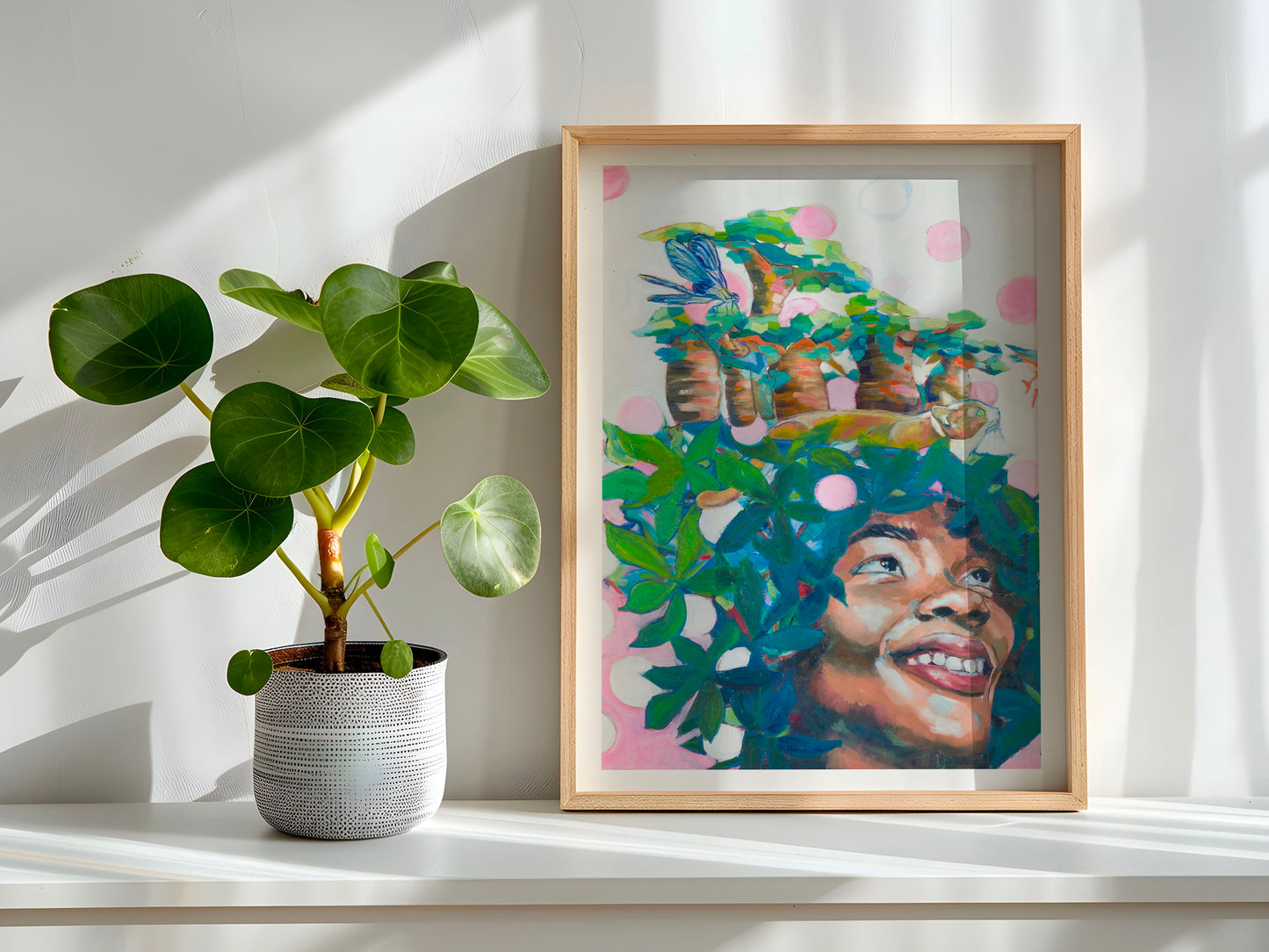 tirage d'art de La vie en rose mur blanc et ombres