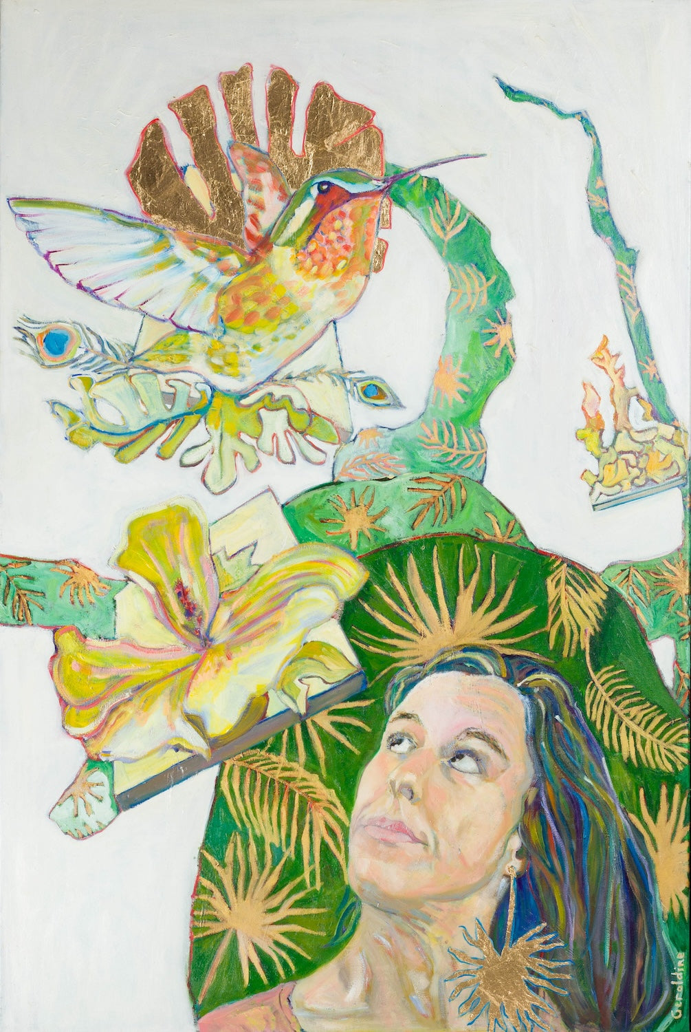 Peinture à l'huile oeuvre originale "Le colibri"