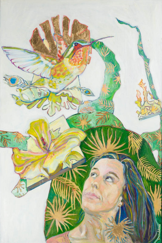 Peinture à l'huile oeuvre originale "Le colibri"