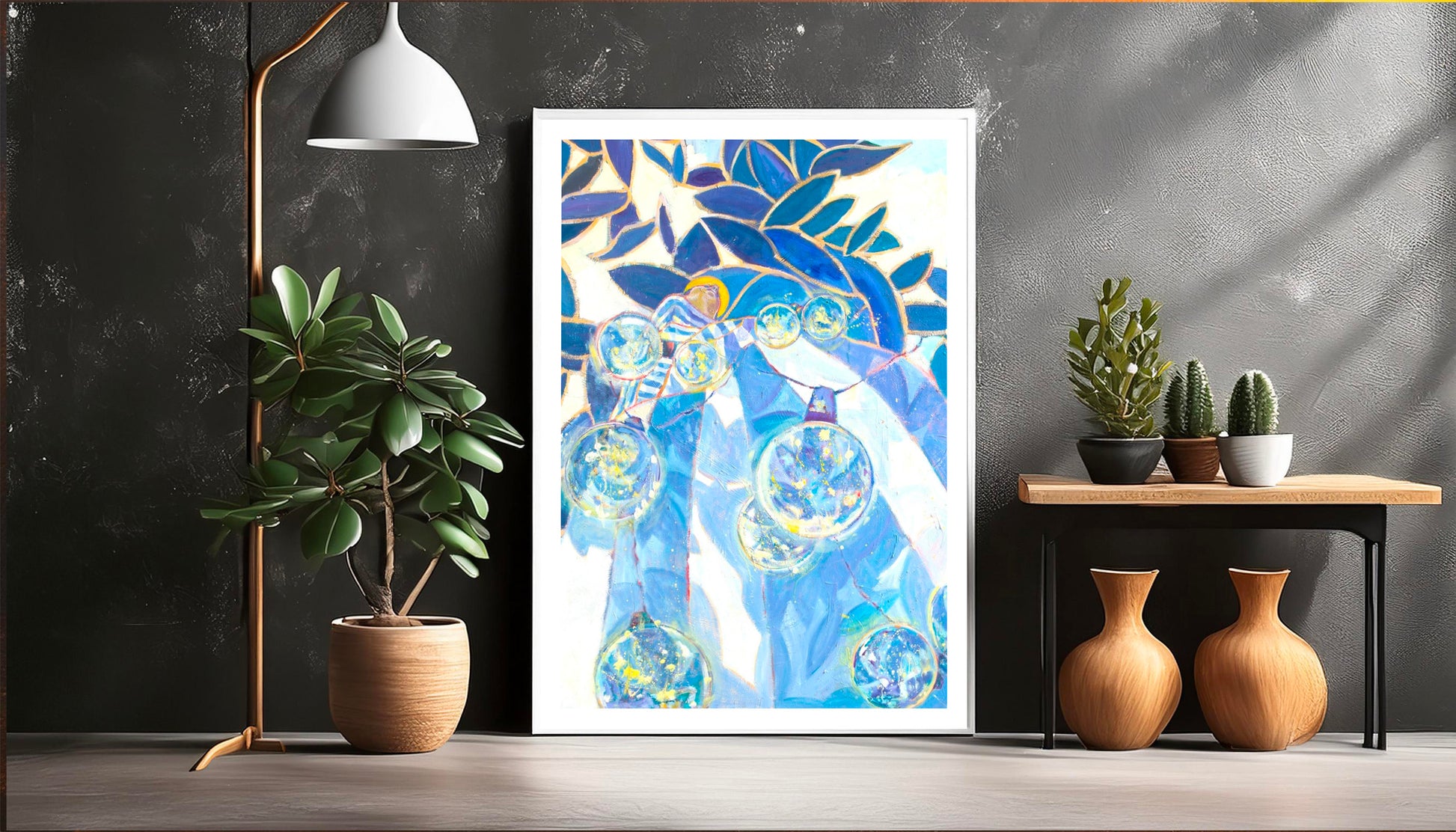 tirage d'art de Un soir d ete fond brun avec stylos