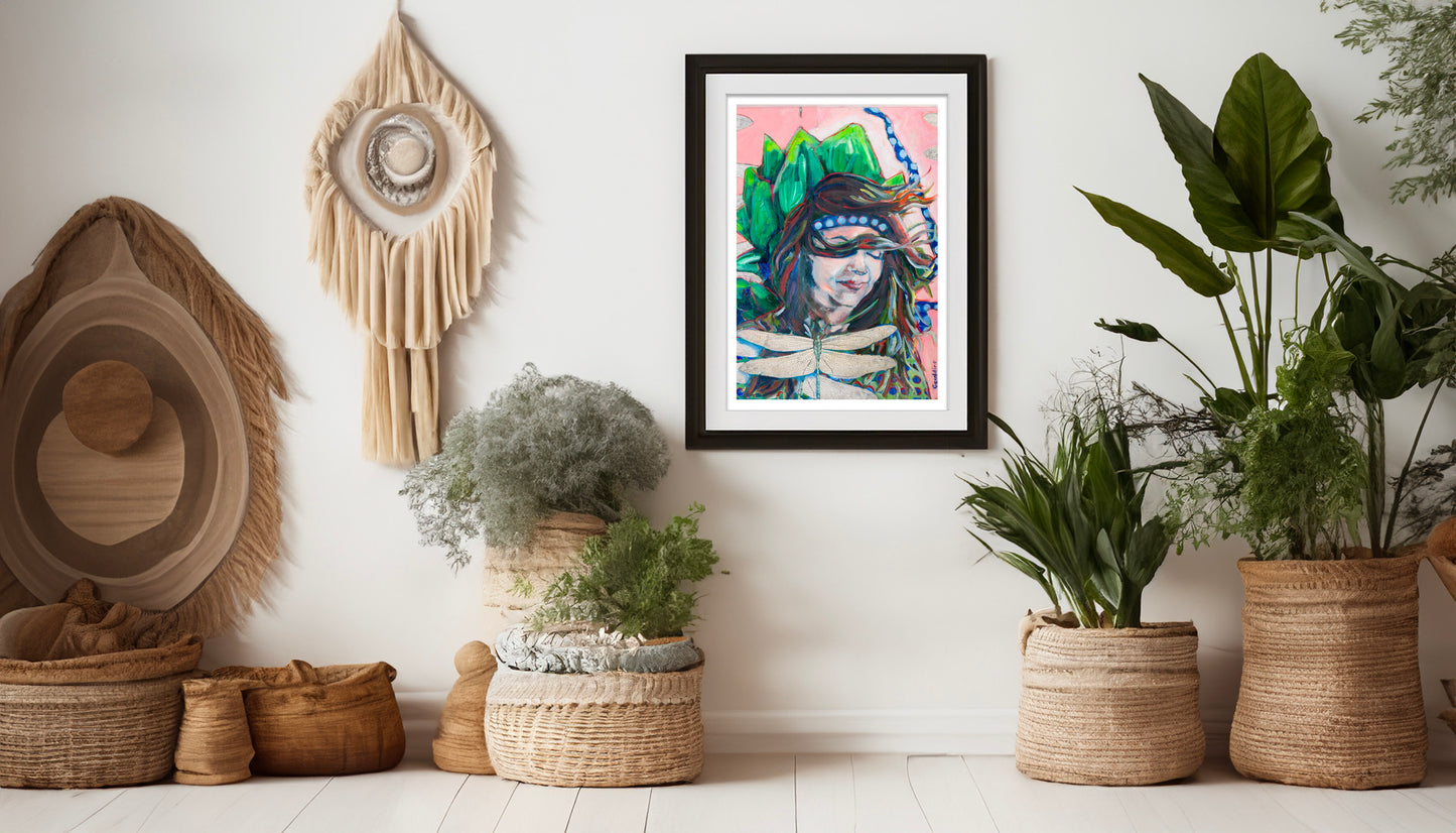 Oeuvre originale peinture a l'huile Une vie d artichaut 0 Poster Mockup mise en scène