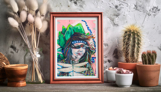 tirage d'art de Une vie d artichaut sur étagère avec cactus