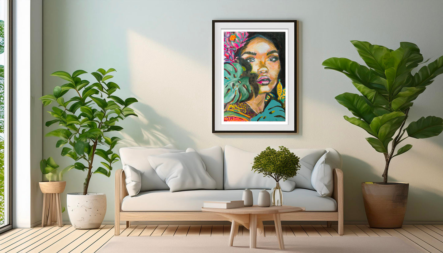 tirage d'art de ombredelafeuille sur mur blanc dans un salon