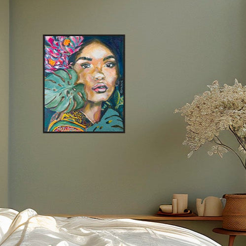 Derrière la feuille - 60x50cm