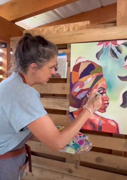 demonstration par l'artiste peintre