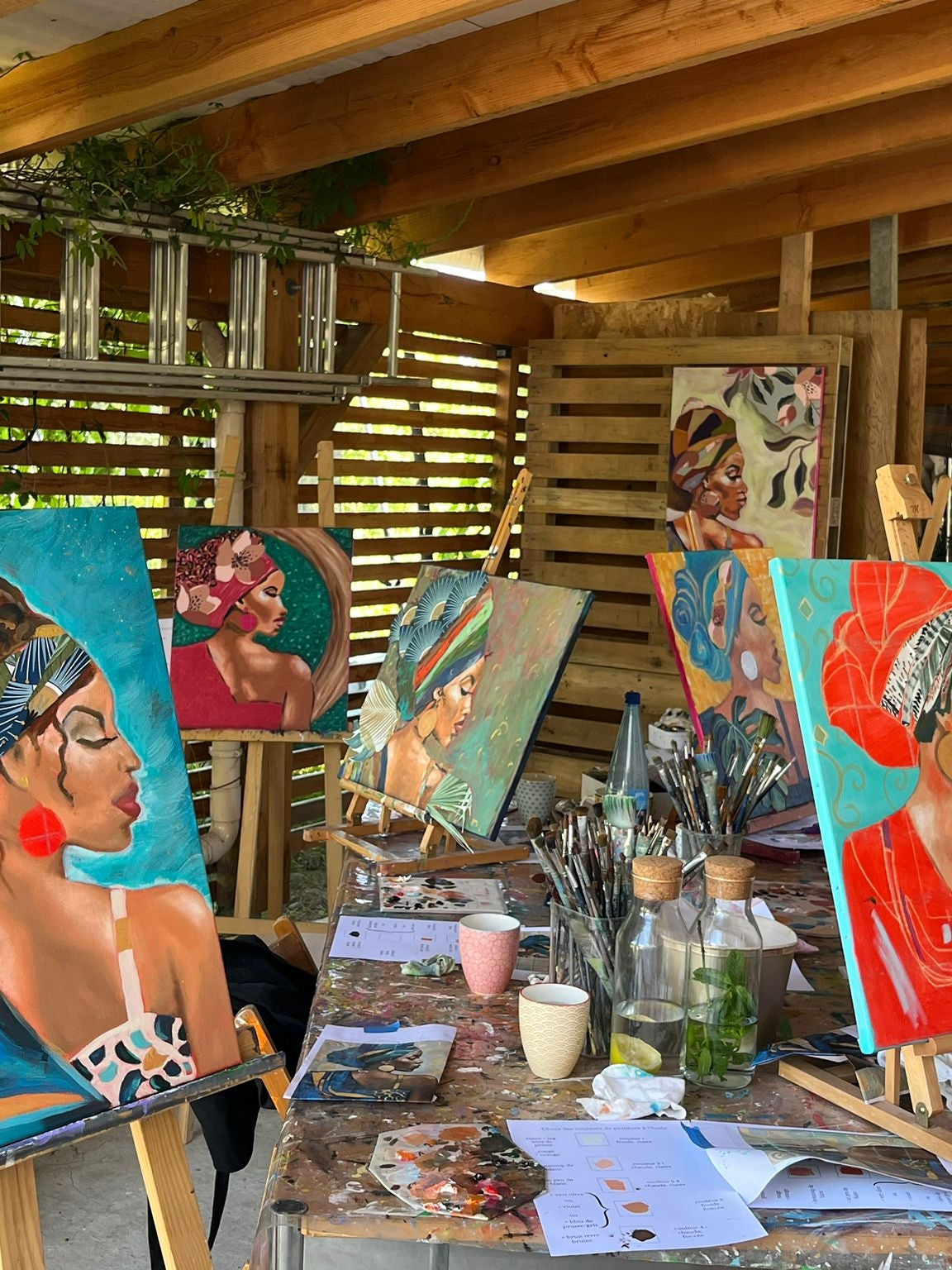 peinture à l'huile en cours lors du stage